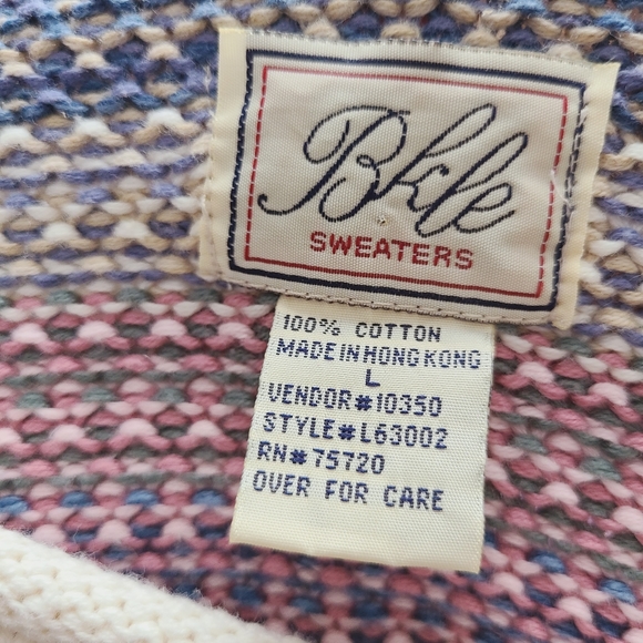 80-90s Vintage L Pastel Striped Crewneck Sweater - Picture 2 of 10